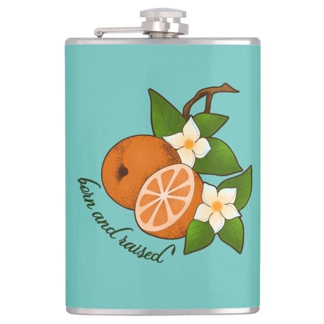 Florida Orange Born and Raised Hip Flask (Front)