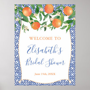Florida Orange Groves Blue Tiles Shower Welcome Poster