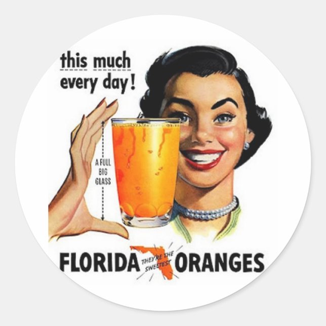 Florida Orange Juice Classic Round Sticker (Front)