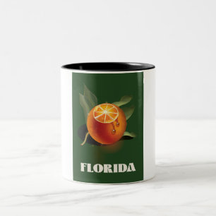 Florida Orange travel poster Two-Tone Coffee Mug