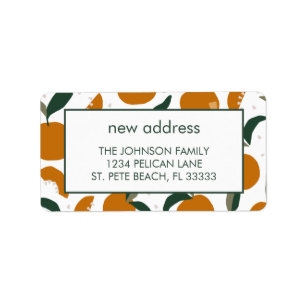 Florida Oranges New Address Announcement Label