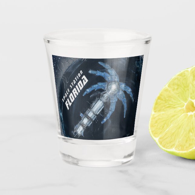 Florida Palm Tree Space Station Shot Glass (Front)