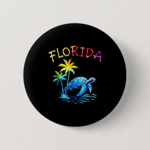 Florida palm tree sunset sea turtle tropical summe 6 cm round badge
