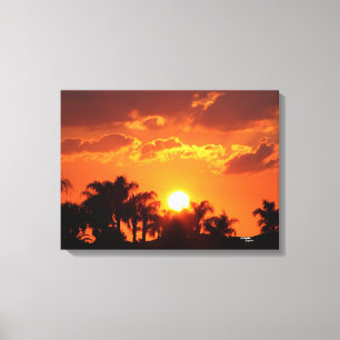 Florida palm tree sunset Stretched Canvas Print