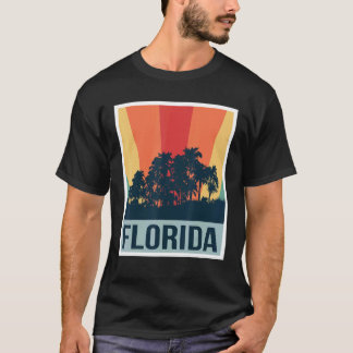 Florida Palm Trees Retro Vintage Skyline Miami Bea T-Shirt