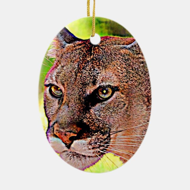 Florida Panther Ceramic Tree Decoration (Back)