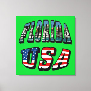 Florida Picture and USA Flag Text Canvas Print