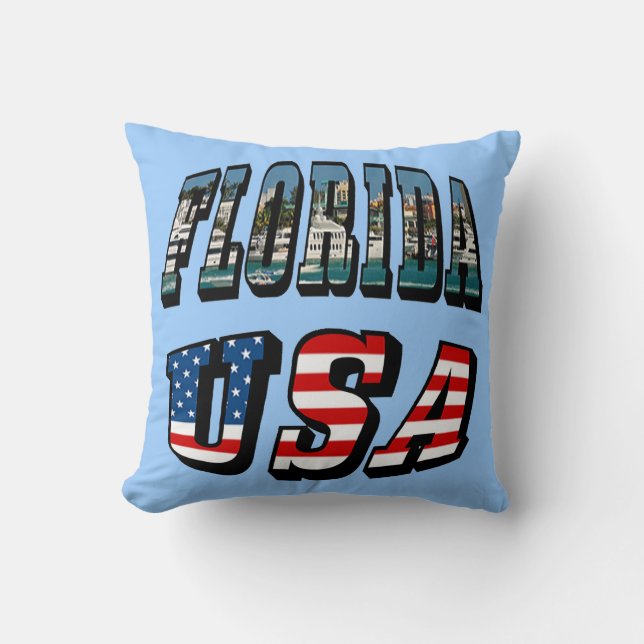 Florida Picture and USA Flag Text Cushion (Front)