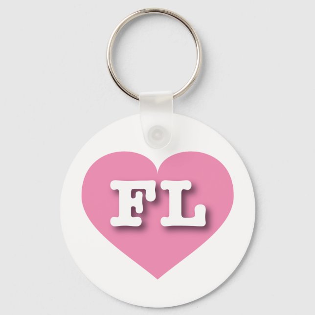 Florida Pink Heart - I love FL Key Ring (Front)