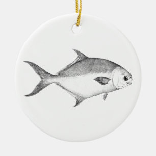 Florida Pompano Logo (line art) Ceramic Tree Decoration