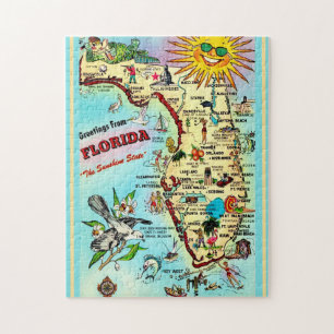  Florida Postcard Map 11x14 Jigsaw Puzzle