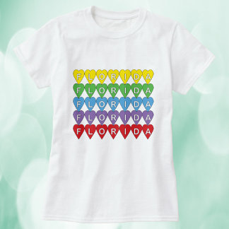 Florida Rainbow Hearts Pattern T-Shirt