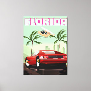 Florida red retro sports car canvas print