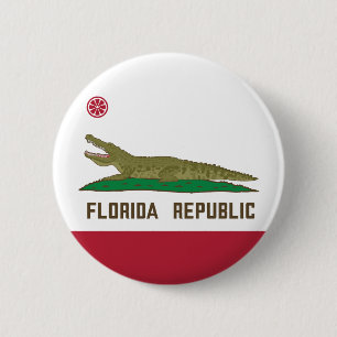 Florida Republic Alligator Flag Crocodile 6 Cm Round Badge