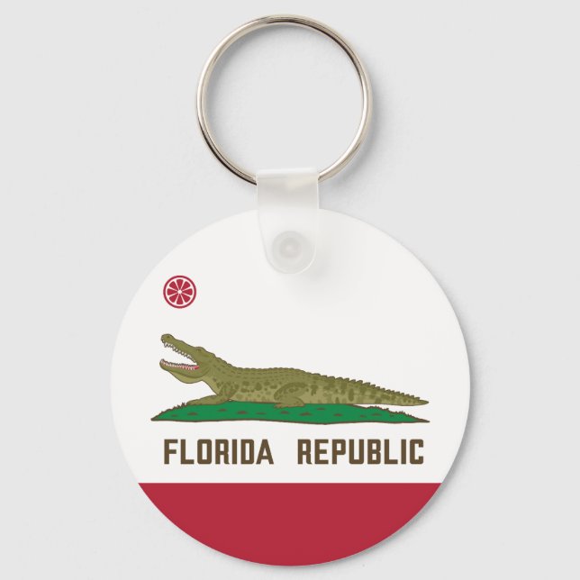 Florida Republic Alligator Flag Crocodile Key Ring (Front)