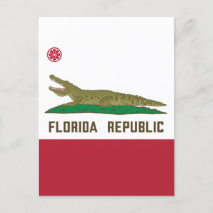 Florida Republic Alligator Flag Crocodile Postcard