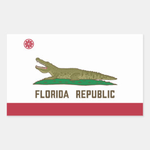 Florida Republic Alligator Flag Crocodile Rectangular Sticker