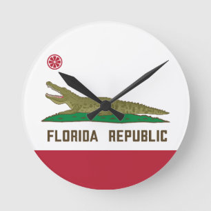 Florida Republic Alligator Flag Crocodile Round Clock