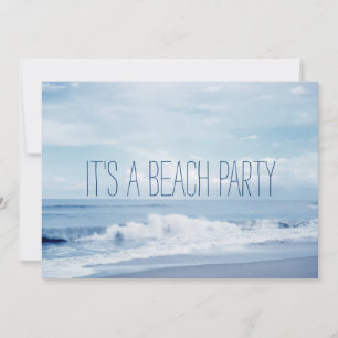 Florida Retro Blue Ocean Beach Party Invitation