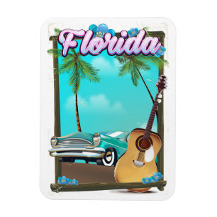 Florida Retro style travel poster Magnet