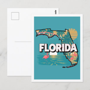 Florida Retro Travel Design Iconic US States Postcard