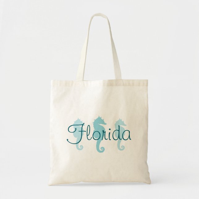 Florida Robin Egg Blue Seahorses Tote Bag (Front)