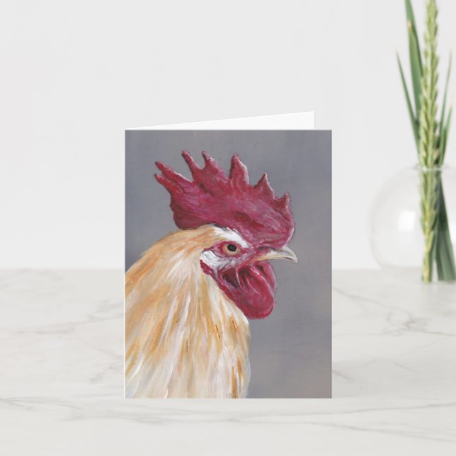 Florida Rooster Bird Art Note Card (Front)