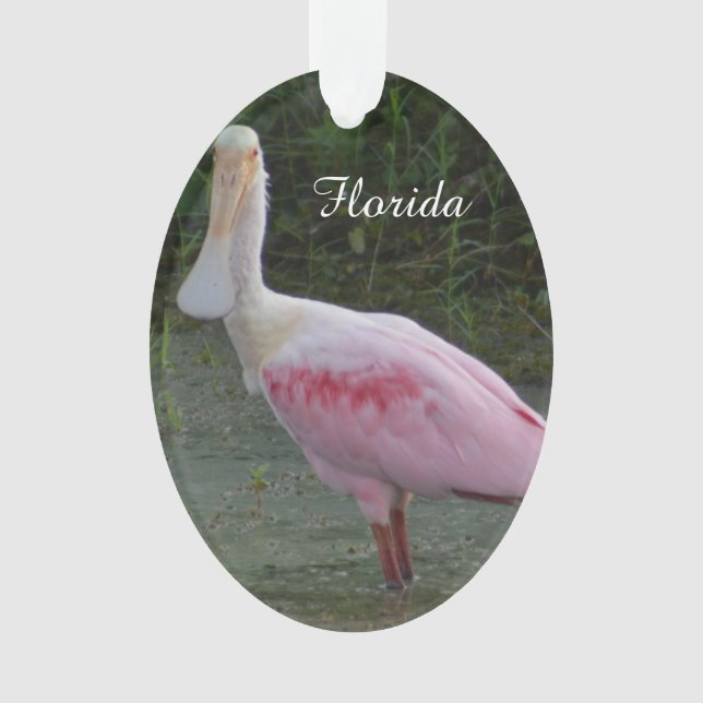 Florida Roseate Spoonbill Christmas Ornament (Front)