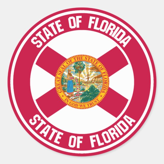 Florida Round Emblem Classic Round Sticker (Front)