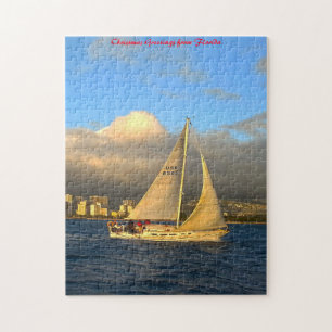 Florida Sail Boat.Christmas Greetings Jigsaw Puzzle