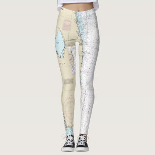 Florida Sailing Authentic Nautical Chart Boater's Leggings