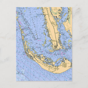 Florida - Sanibel Captiva Nautical Chart Postcard