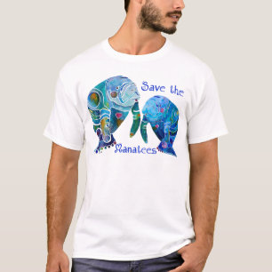 Florida Save the Manatees in Vivid Blues T-Shirt