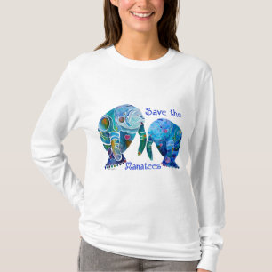 Florida Save the Manatees in Vivid Blues T-Shirt
