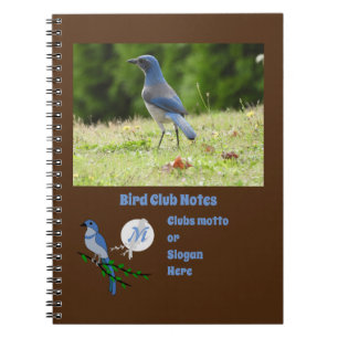 Florida Scrub Jay Bird Club Monogram Photo Notebook