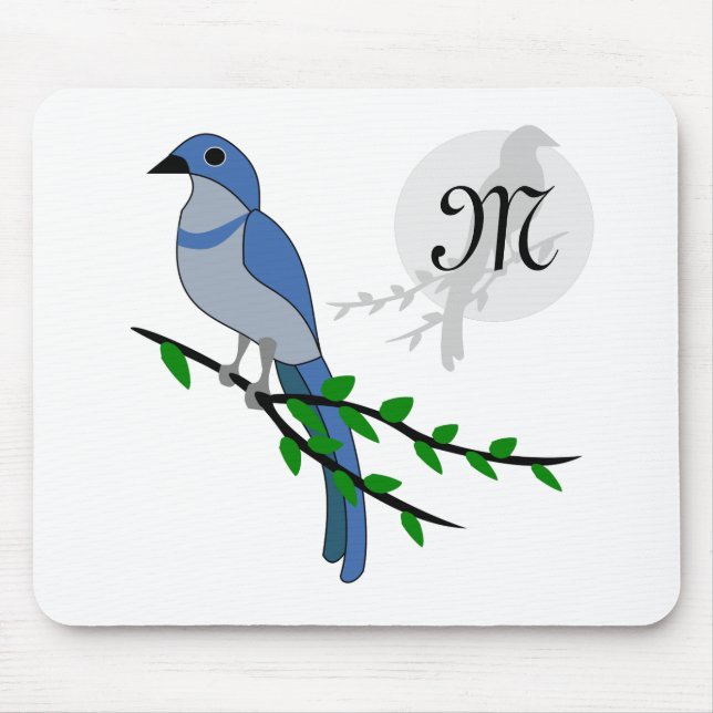 Florida Scrub Jay Monogram Crest Mouse Mat (Front)