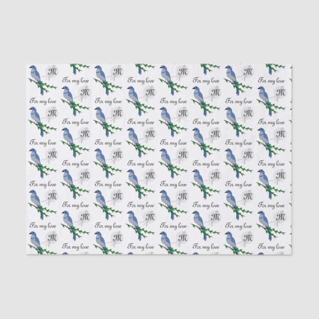 Florida Scrub Jay Monogram Crest Tissue Paper (Front)