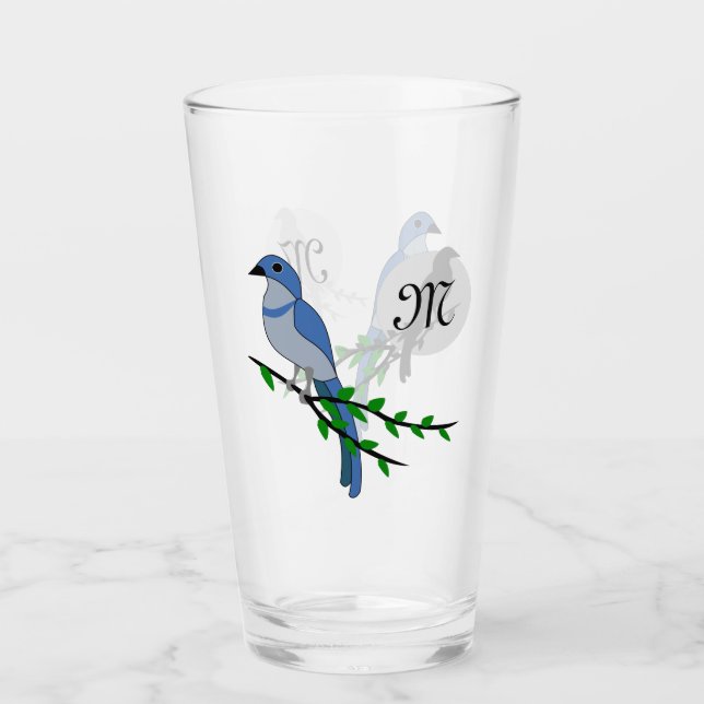 Florida Scrub Jay Monogram Glass (Front)