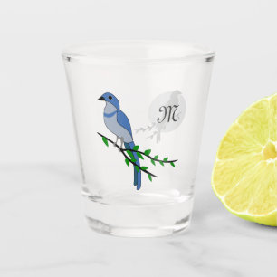 Florida Scrub Jay Monogram Shot Glass