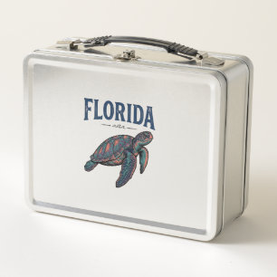 Florida Sea Turtle Vintage Engraving Graphic_1 Metal Lunch Box