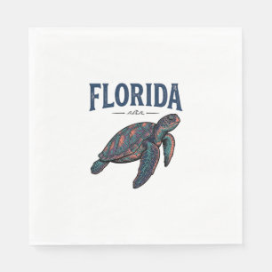 Florida Sea Turtle Vintage Engraving Graphic_1 Napkin