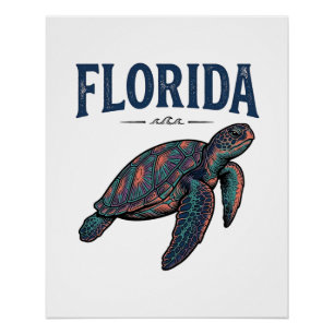 Florida Sea Turtle Vintage Engraving Graphic_1 Poster