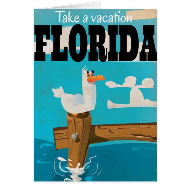 Florida seagull vintage travel poster. (Front)