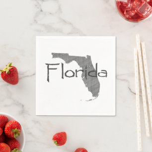 Florida Shaped Grey Chalkboard Floridian Party Napkin