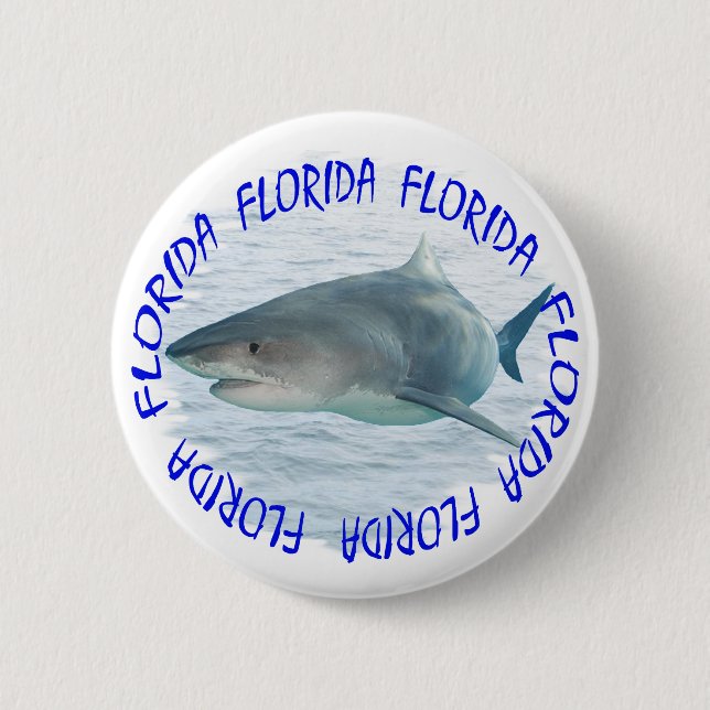 Florida shark 6 cm round badge (Front)