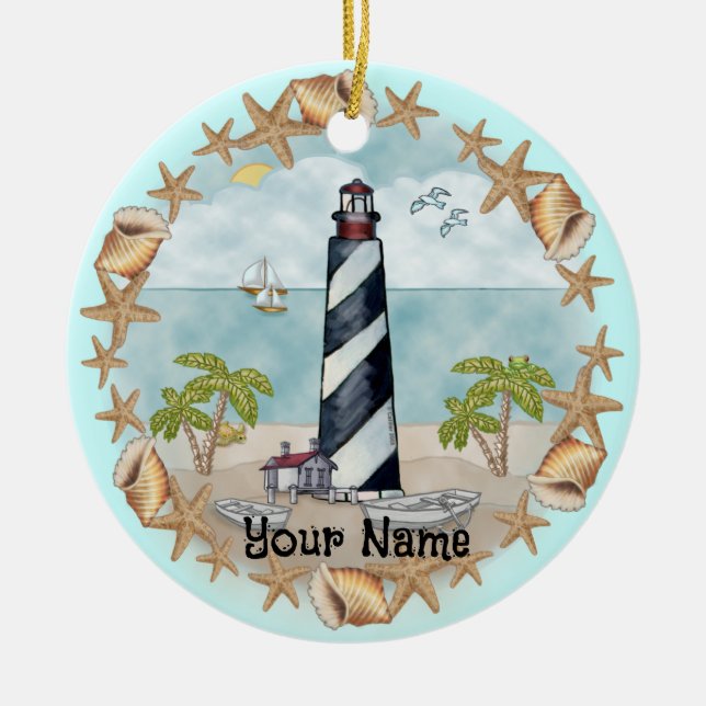 Florida Shells Lighthouse Ornament (Front)