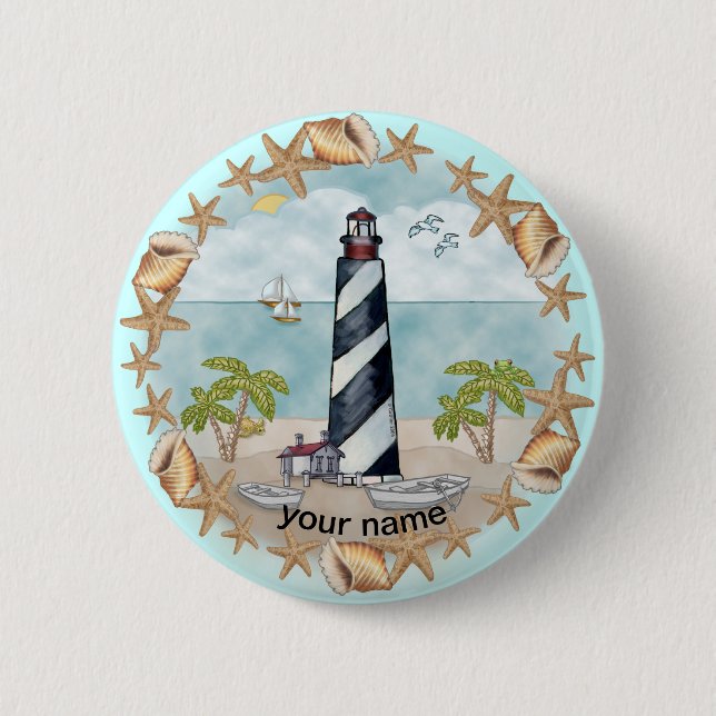 Florida Shells Lighthouse pin button (Front)