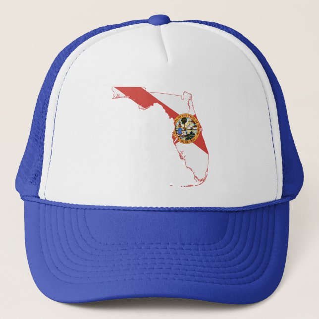 Florida Silhouette Map Shaped State Flag Trucker Hat (Front)