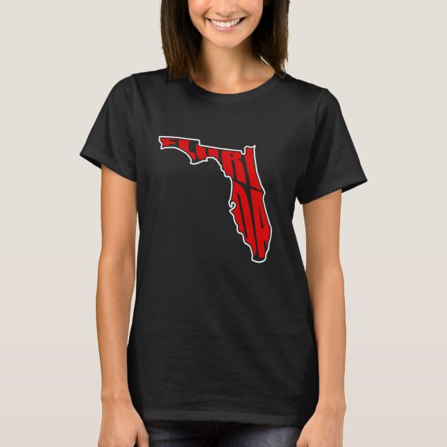 Florida Silhouette with Florida Text State Love T-Shirt (Front)