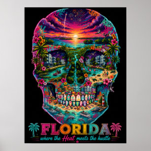 Florida Skull Art Poster - State of Mind